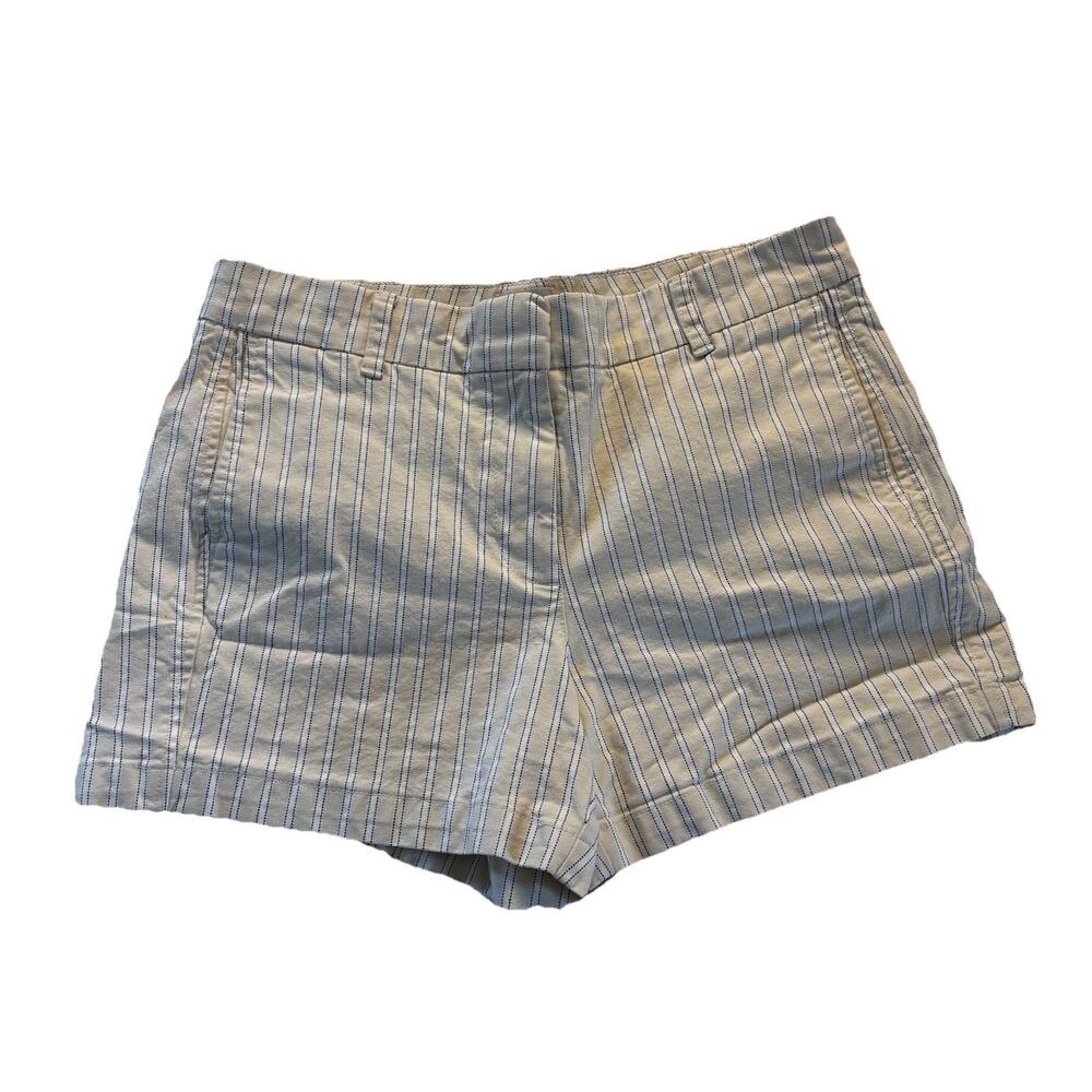 J.Crew Women’s Beige Striped Chino Shorts Size 6 Cotton Pockets Travel Beach